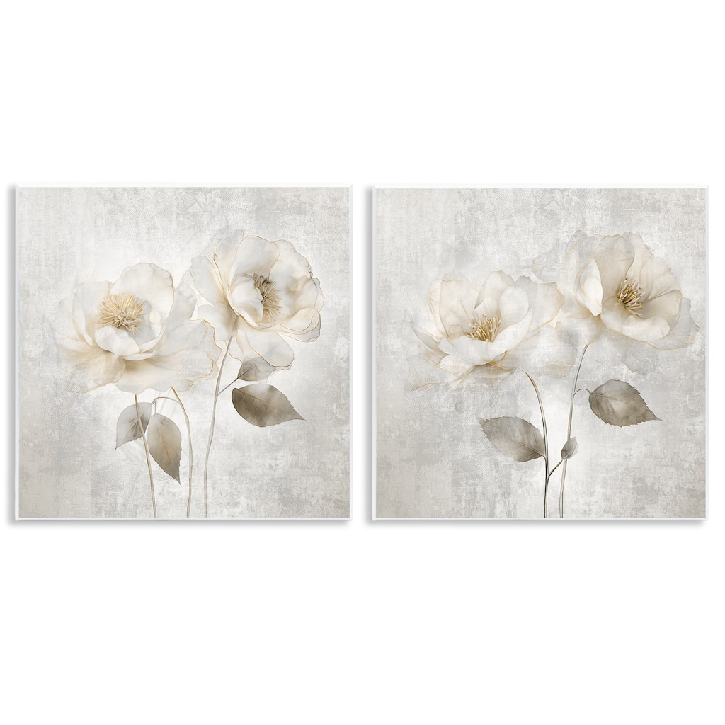 Stupell Soft Chic Roses Wall Plaque Art Design By Irene Weisz (Set of 2)