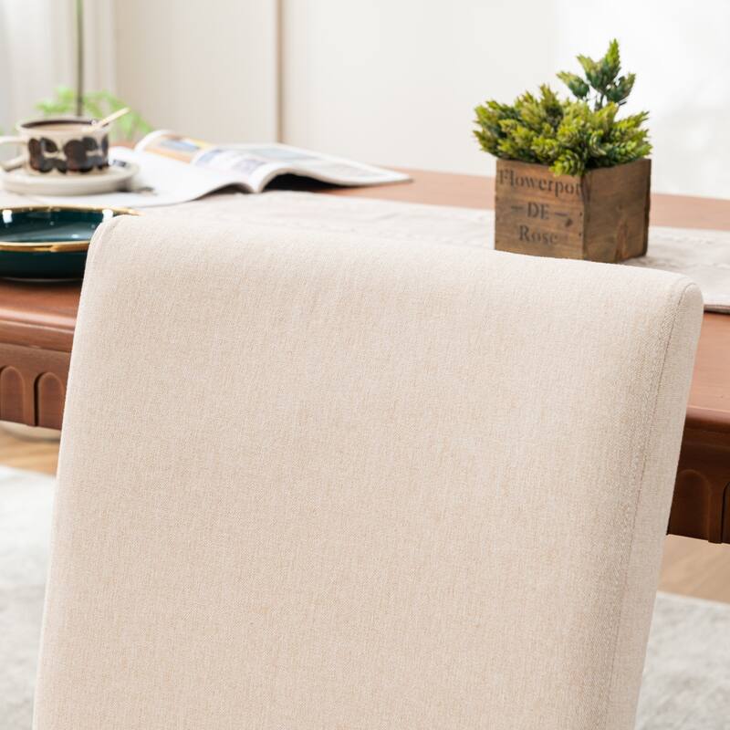 Upholstered Modern Dining Chairs, Linen Fabric Side Chairs Set of 2