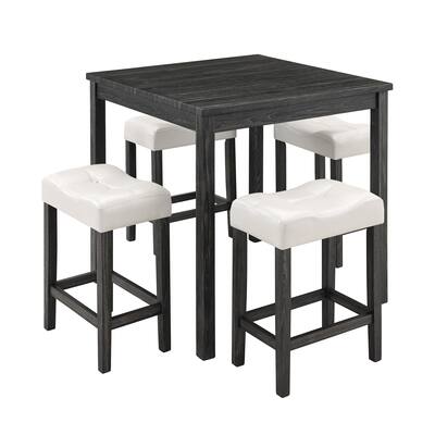 5-Piece Dining Table Set, Wood Square Table and 4 Upholstered Chairs
