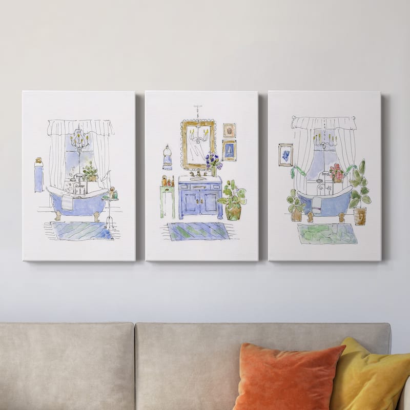 Sketchy Bath I- Premium Gallery Wrapped Canvas - Ready to Hang