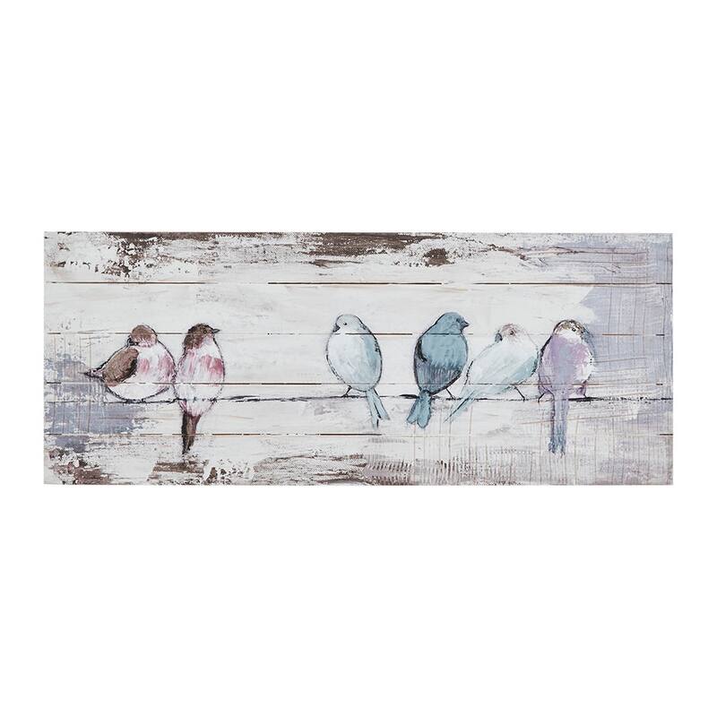 Hand Painted Wood Plank Panel Wall Decor - White