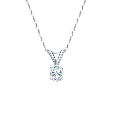Auriya Platinum 0.25ctw Oval Solitaire Lab Grown Diamond Necklace 4-Prong Basket (H-I VS) - 0.25