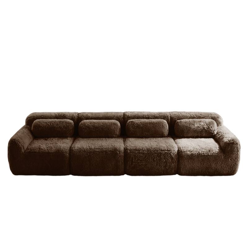 Homy Casa Chocolate Plush Fabric Non-Slip Modular Floor Sofa Sectional
