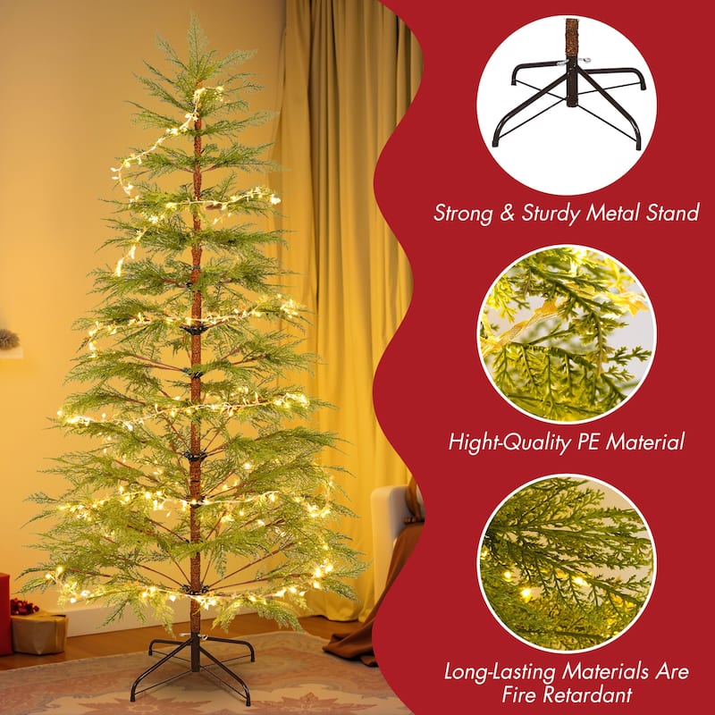 6 Feet Artificial Full Christmas Tree Includes LED Lights and Metal Stand, 612 Tips Full Tree,Xmas Decoration
