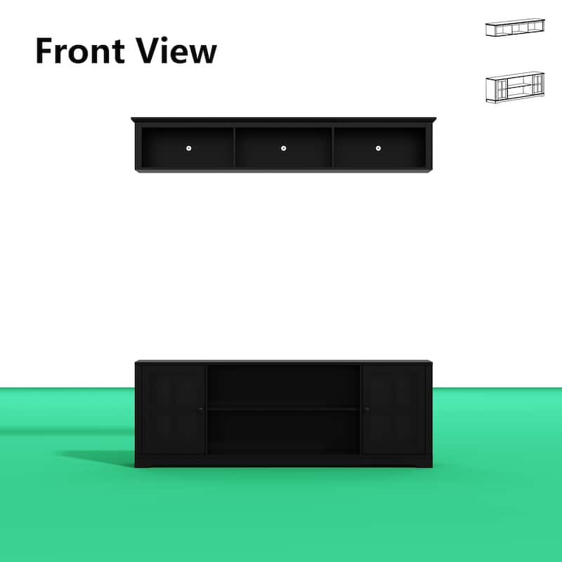 Living Room Set with TV Stand and Two Bookcases Doors 102"/68.1"W