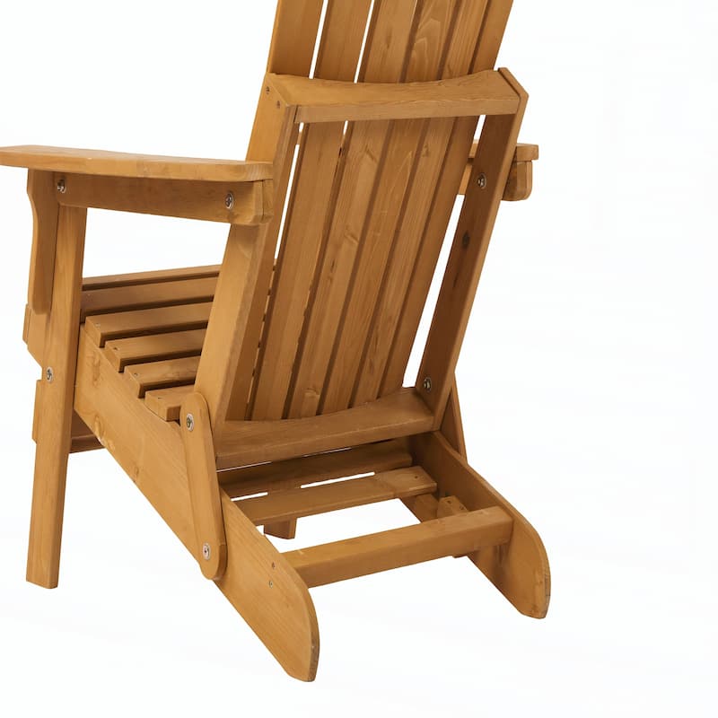 Outdoor Wooden Folding Adirondack Chair with Retractable Ottoman
