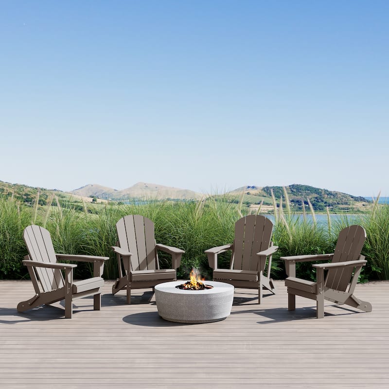 Polytrends Laguna Weather Resistant Outdoor Patio Folding Adirondack Chairs (Set of 4)