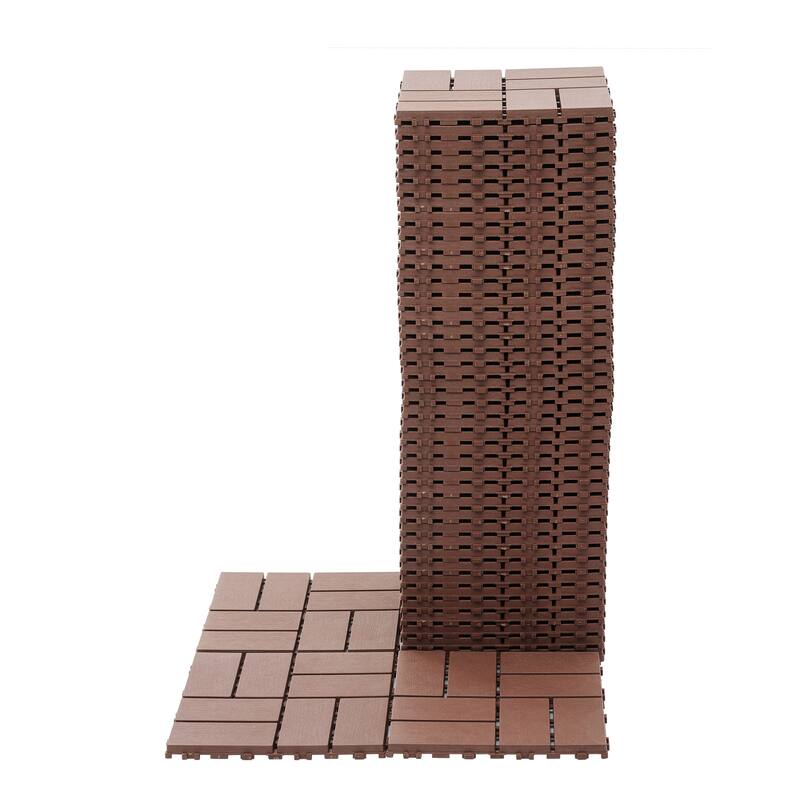 Plastic Interlocking Deck Deck 44 Pack Patio Deck Tiles 12"x12" Square Waterproof