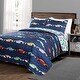 preview thumbnail 9 of 7, Twin Size Lightweight Race Cars 2 Piece Kids Quilt Set Navy