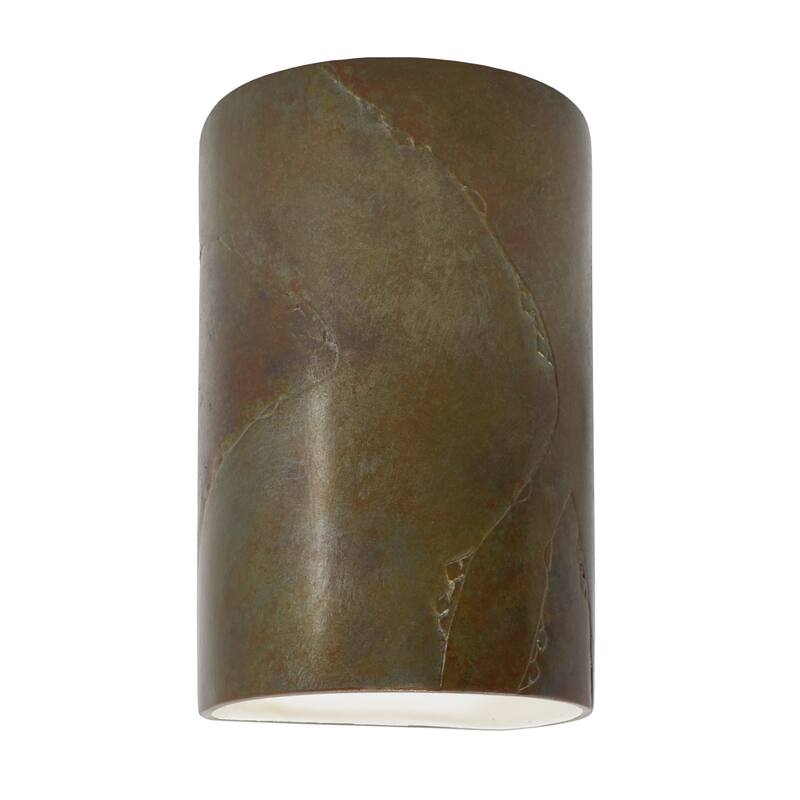 Justice Design Ambiance - Small ADA Cylinder Wall Sconce - Open Top & Bottom - Replaceable Bulb - Tierra Red Slate