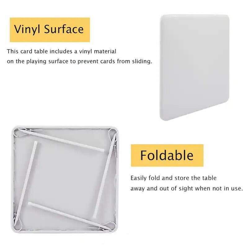 Javlergo 34" Square Folding Card Table with PU Leather Top Portable Game Activity Table with Collapsible Legs for Small Spaces