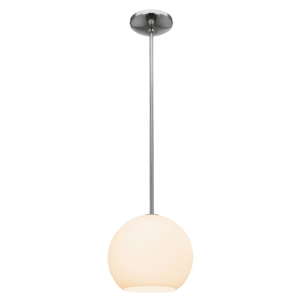 Access Lighting Nitrogen - 9" Ball Pendant - Brushed Steel - Opal Glass Diffuser - Incandescent
