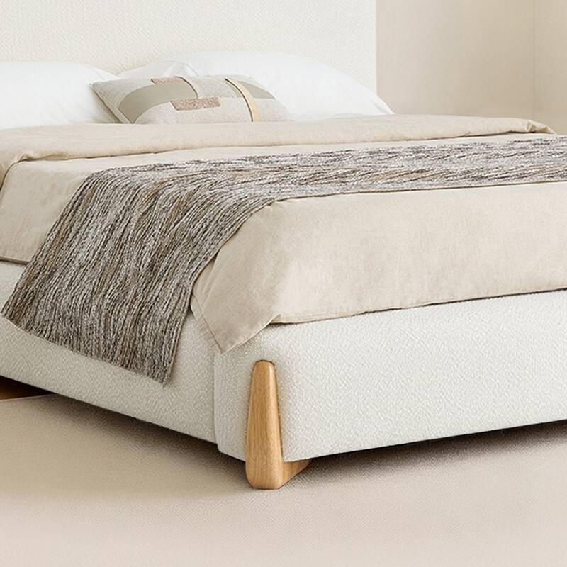 Spruce & Spring Modern Upholstered Platform Bed with Arch Headboard, Solid Wood Frame