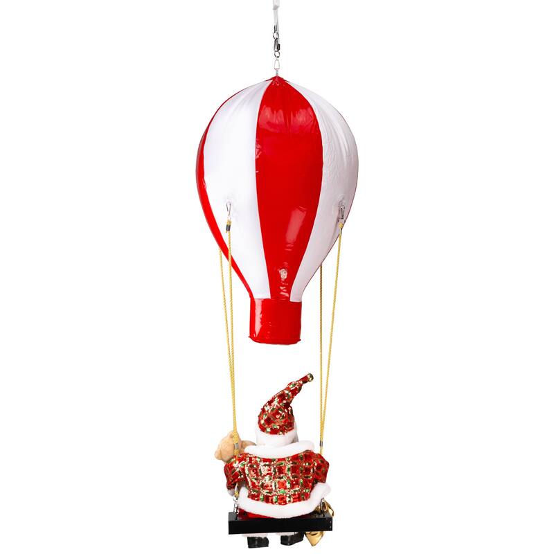 Lighted and Musical Santa Claus Hot Air Balloon Christmas Decoration - 43.5"
