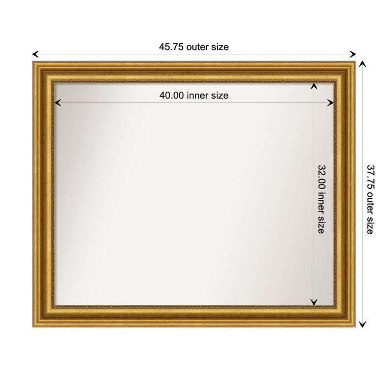 Parlor Gold Framed Non-Beveled Custom Wall Mirror, Bathroom Vanity Mirror - Outer Size: 45.75 x 37.75