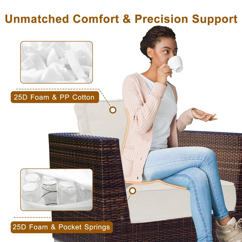 Aoodor 24x24x6 Inch Outdoor Patio Chair Cushions Set, Weather-Resistant Sunbrella Fabric Outdoor Cushion - 24"x24"