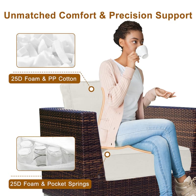 Aoodor 24x25x6 Inch Outdoor Patio Chair Cushions Set, Weather-Resistant Sunbrella Fabric Outdoor Cushion - 24"x25"