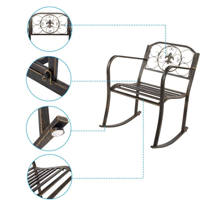 Traditional Wrought Iron Outdoor Rocking Chair