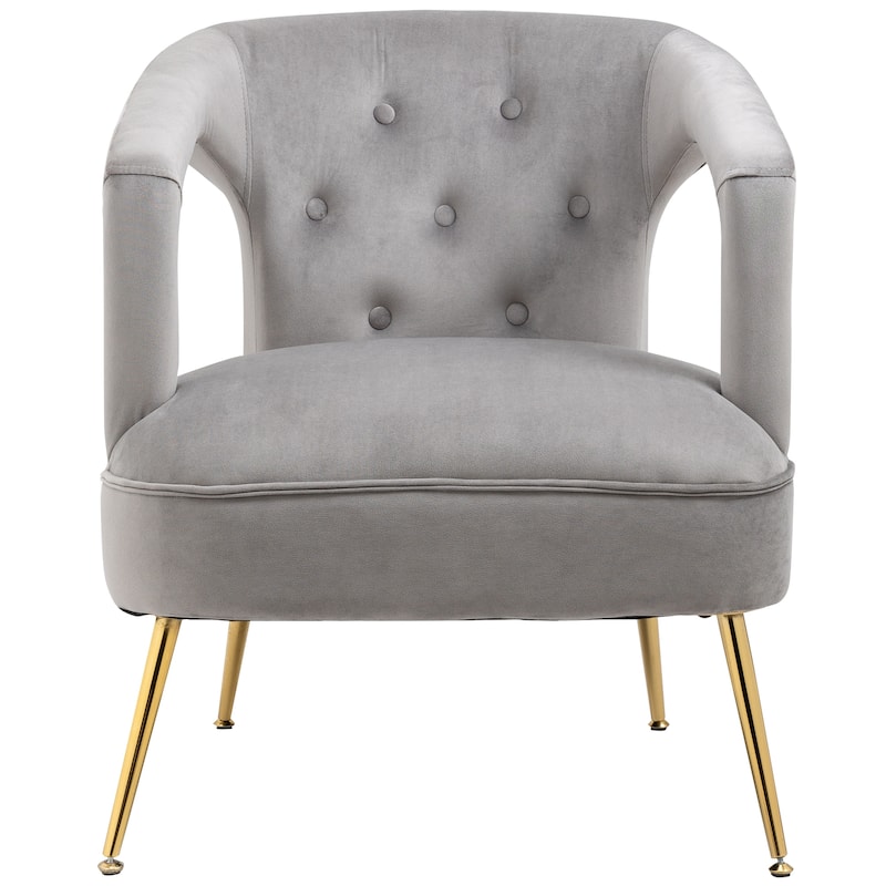 Velvet Upholstered Tufted Livng Room Leisure Chair With Golden feet