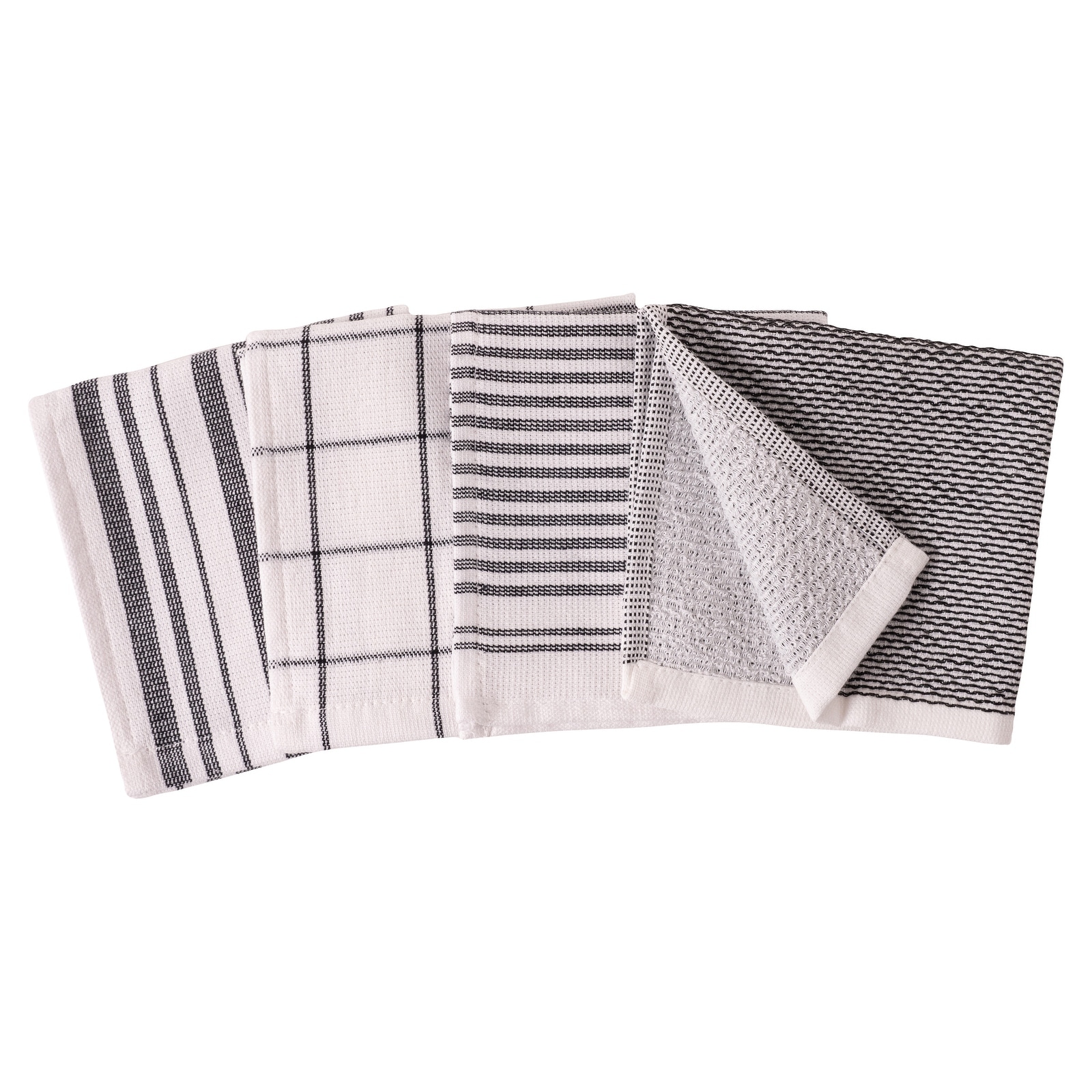 T-Fal Gray Coordinating Flat Waffle Weave Cotton Dish Cloth Set of 8