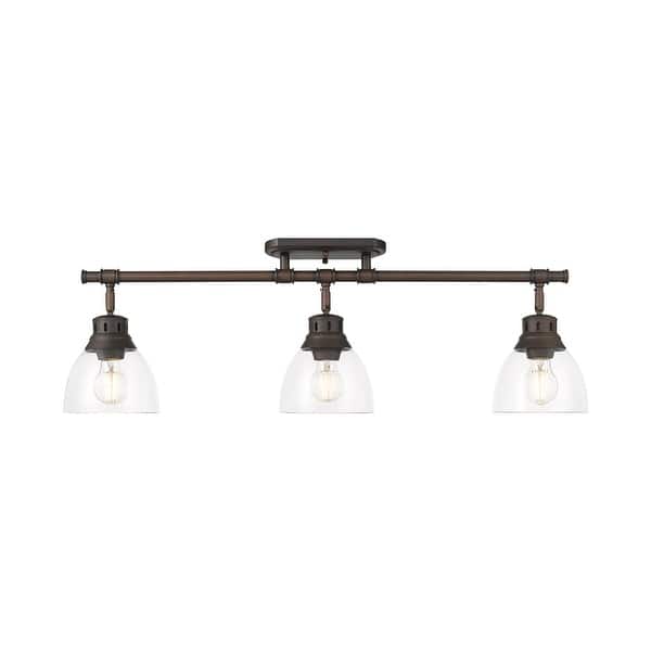 slide 2 of 4, Yep by Golden Lighting Duncan 3-light Semi-Flush Mount in Rubbed Bronze and Clear Glass - Rubbed Bronze - 3-Light Semi-flush