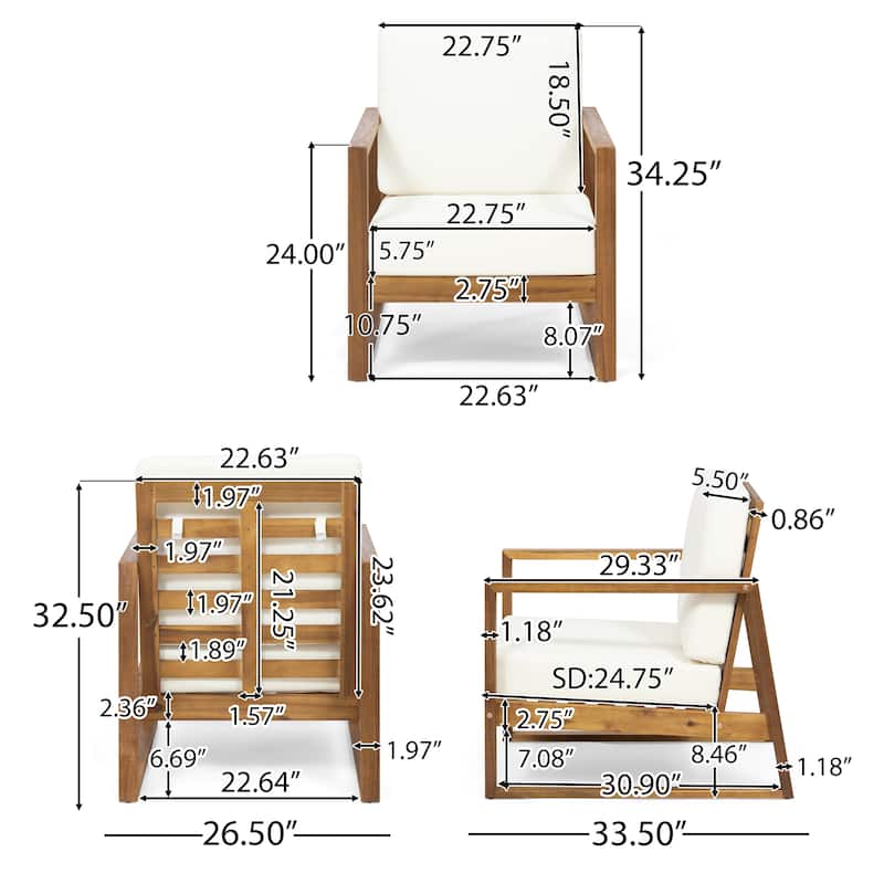 Belgian Outdoor 4-seater Acacia Wood Chat Set by Christopher Knight Home