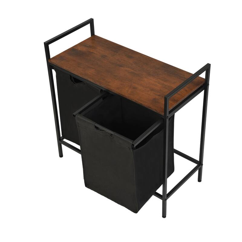 Homy Casa Laundry Hamper with Removable Fabric Bin & Wood Top