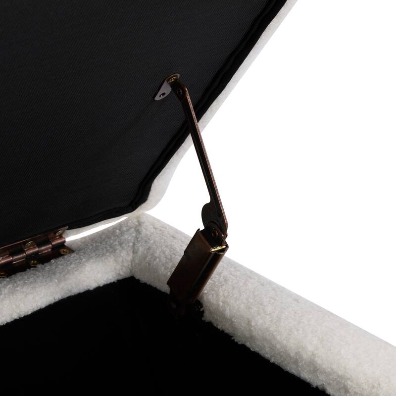 Roomfitters Storage Ottoman Bench, Boucle Upholstered Flip-Top Accent Seat with Birch Wood Legs