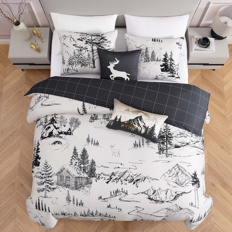 Bebejan Rocky Mountains 100% Cotton Sateen 5 Piece Reversible Comforter Set