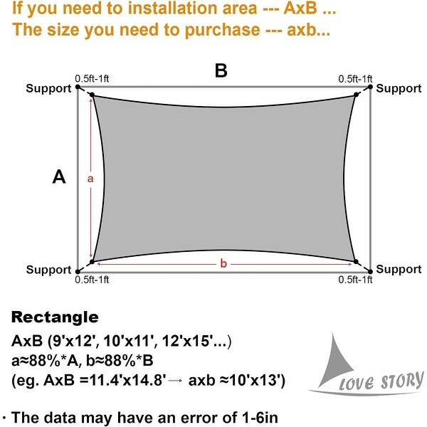 Custom Size 10'x24' Graphite Grey Sun Shade Sail Rectangle UV