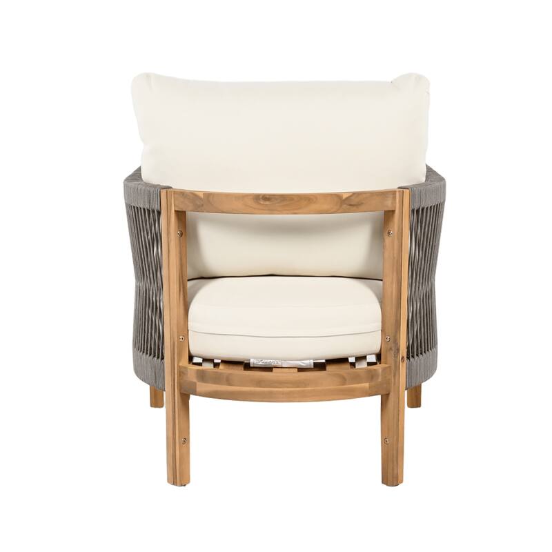 Christopher Knight Home - Valencia Acacia Wood Patio Club Chair with Woven Rope Accents