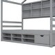 preview thumbnail 51 of 116, Bedroom House Bed with Roof Frame Bedside-shelves and Under Bed Storage Unit