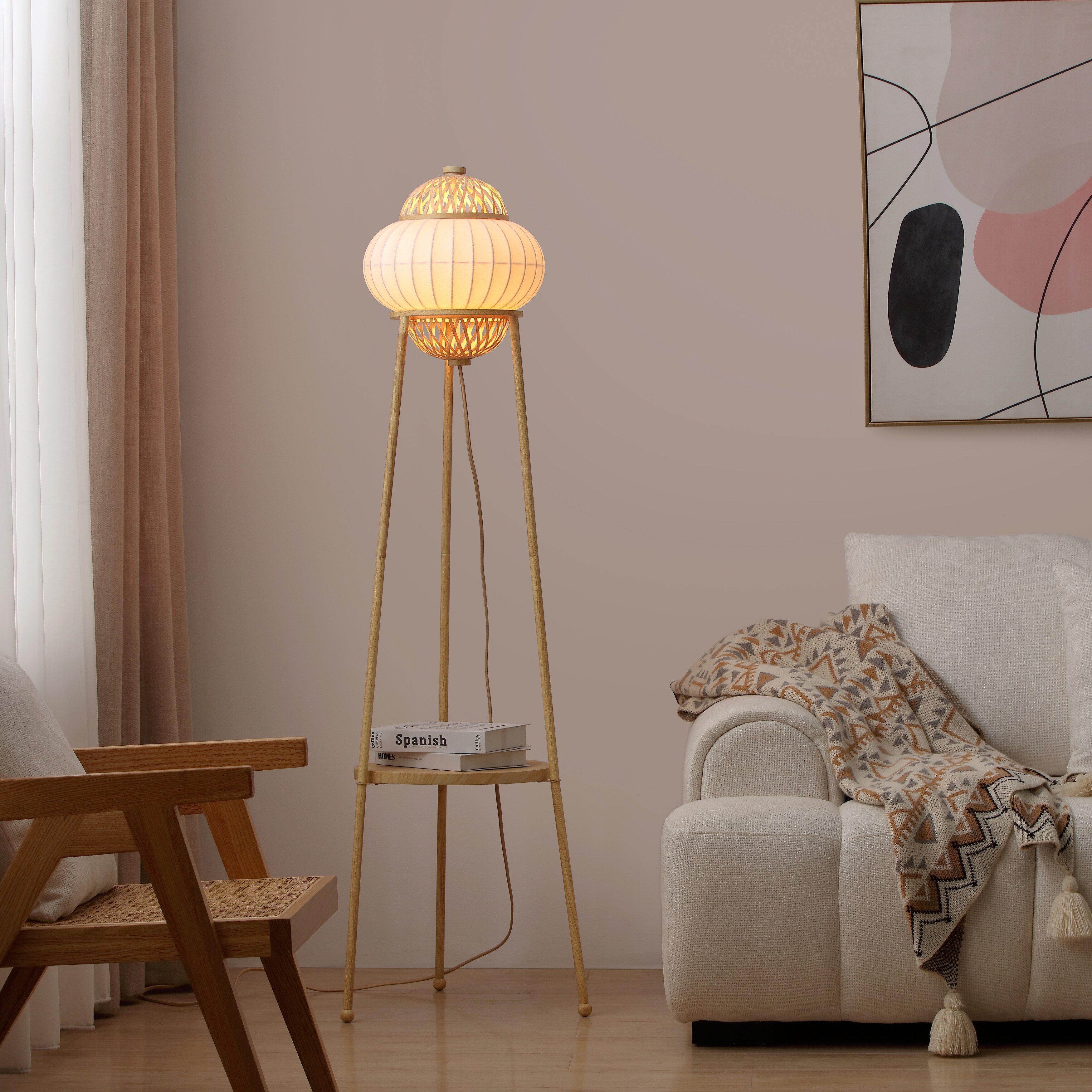 Bamboo tripod floor lamp top