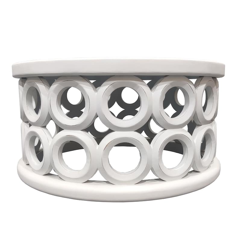 HomeRoots 36" White Solid Wood Round Coffee Table - 36' X '18' X '36