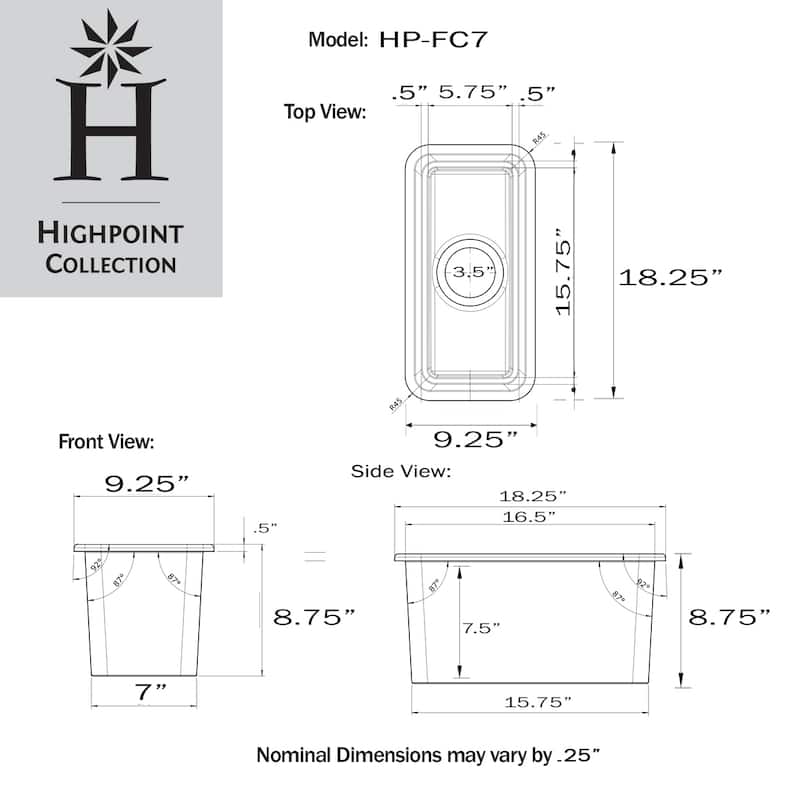 Petite Fireclay Island-Prep or Bar Sink - 9.25 x 18.25 x8.75 inches