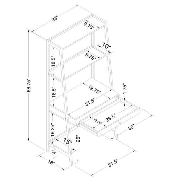 Pinckard 33-inch 1-Drawer Writing Desk with Shelf Grey Stone - Bed Bath ...