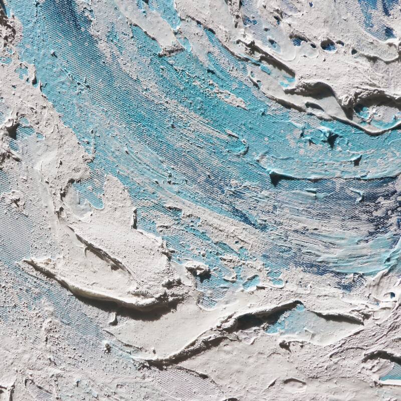 Pasargad Home Tidefall Hand-Painted Coastal Wave Oil Painting