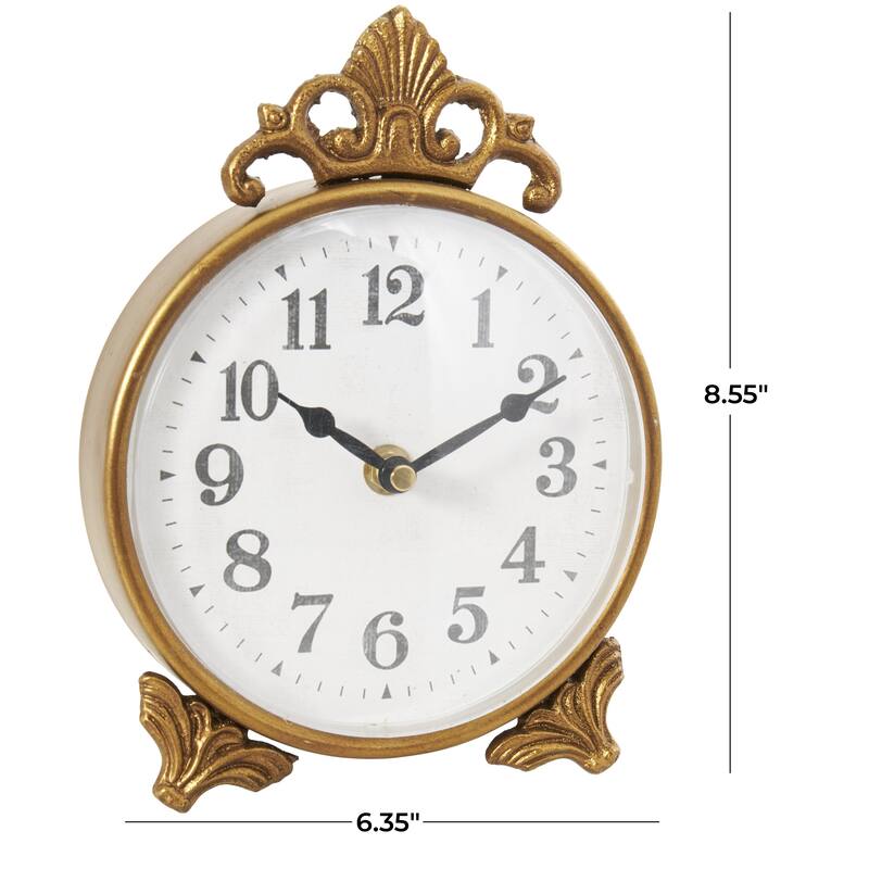 Metal Scroll Antique Style Clock - Gold - Roche River Decor