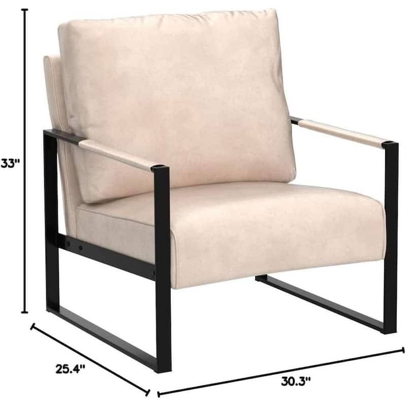 Hosam 25.4" PU/Microfiber Upholstery Metal Arms Chair