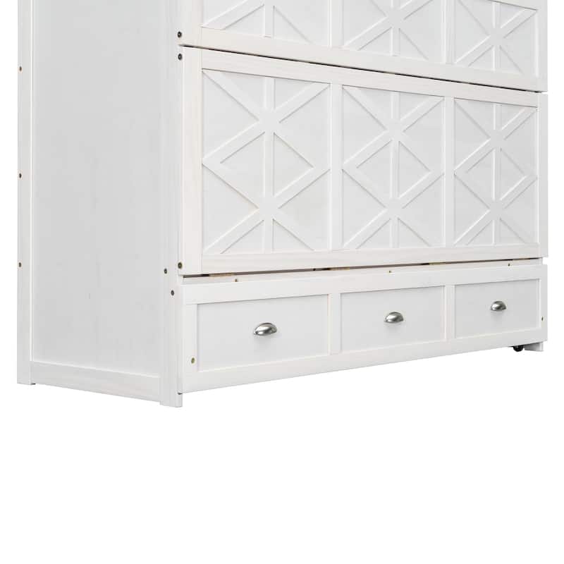 Queen Size Convertible Cabinet Bed with USB Ports by Harper&Bright Designs