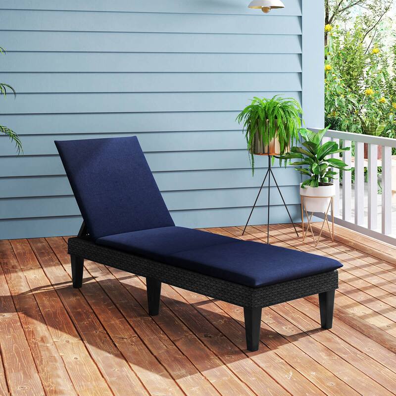 Costway Patio Lounge Chair Recliner Chair with 3-Position Adjustable - See Details - Blue