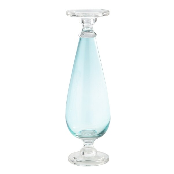 16.5" Green Handblown Glass Candle Holder - N/A