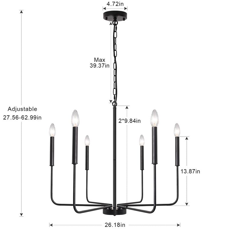 6-Light W26.18" x H66.92" Candle Chandelier for Living Room Kitchen Island