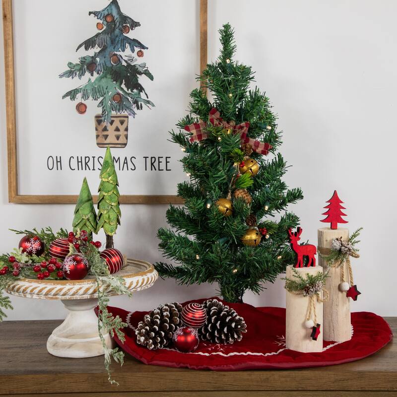 2' Medium Mixed Classic Pine Artificial Christmas Tree Warm White LED - 2 Foot