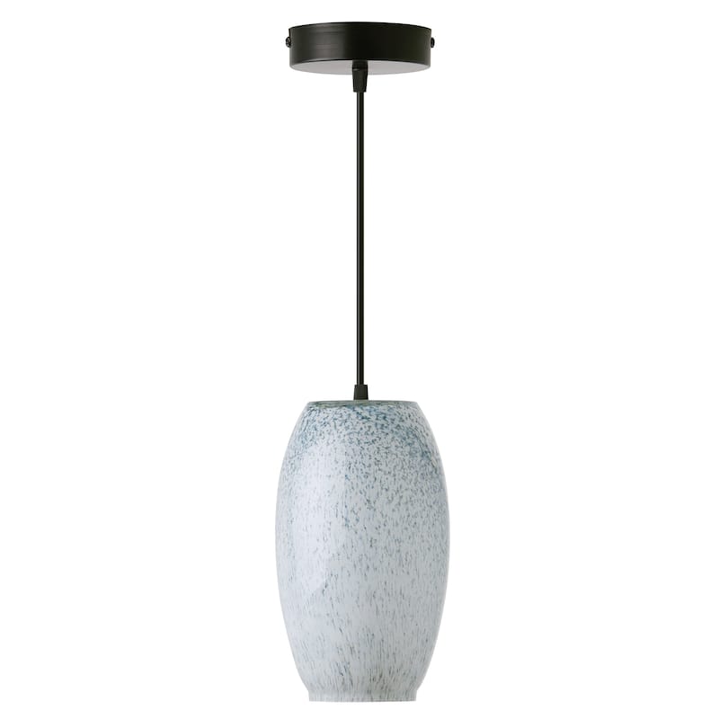 Eliza River of Goods Black Metal and Glass 6-Inch Pendant Light with Adjustable Hanging Cord - 6" x 6" x 70.75"