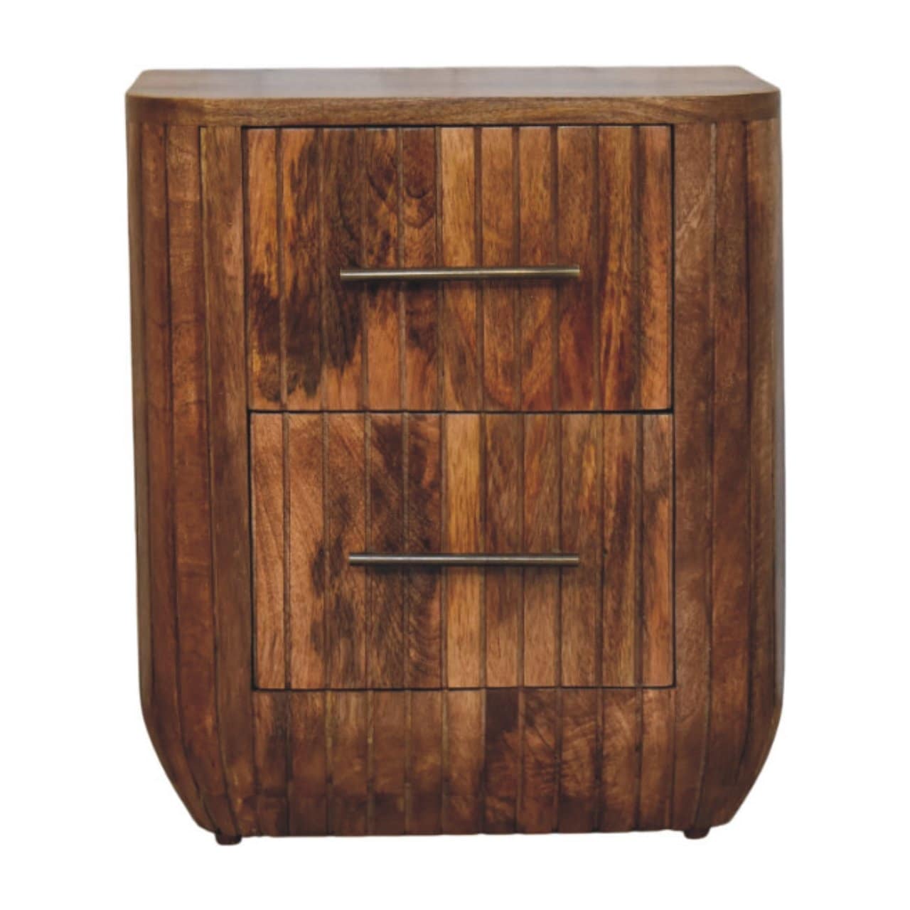 Artisan Furniture Solid Wood Fluted Bedside with Drawers, Brown