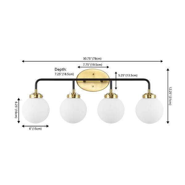 dimension image slide 5 of 13, JONATHAN Y Bevin Contemporary Transitional Iron/Glass LED Vanity Light