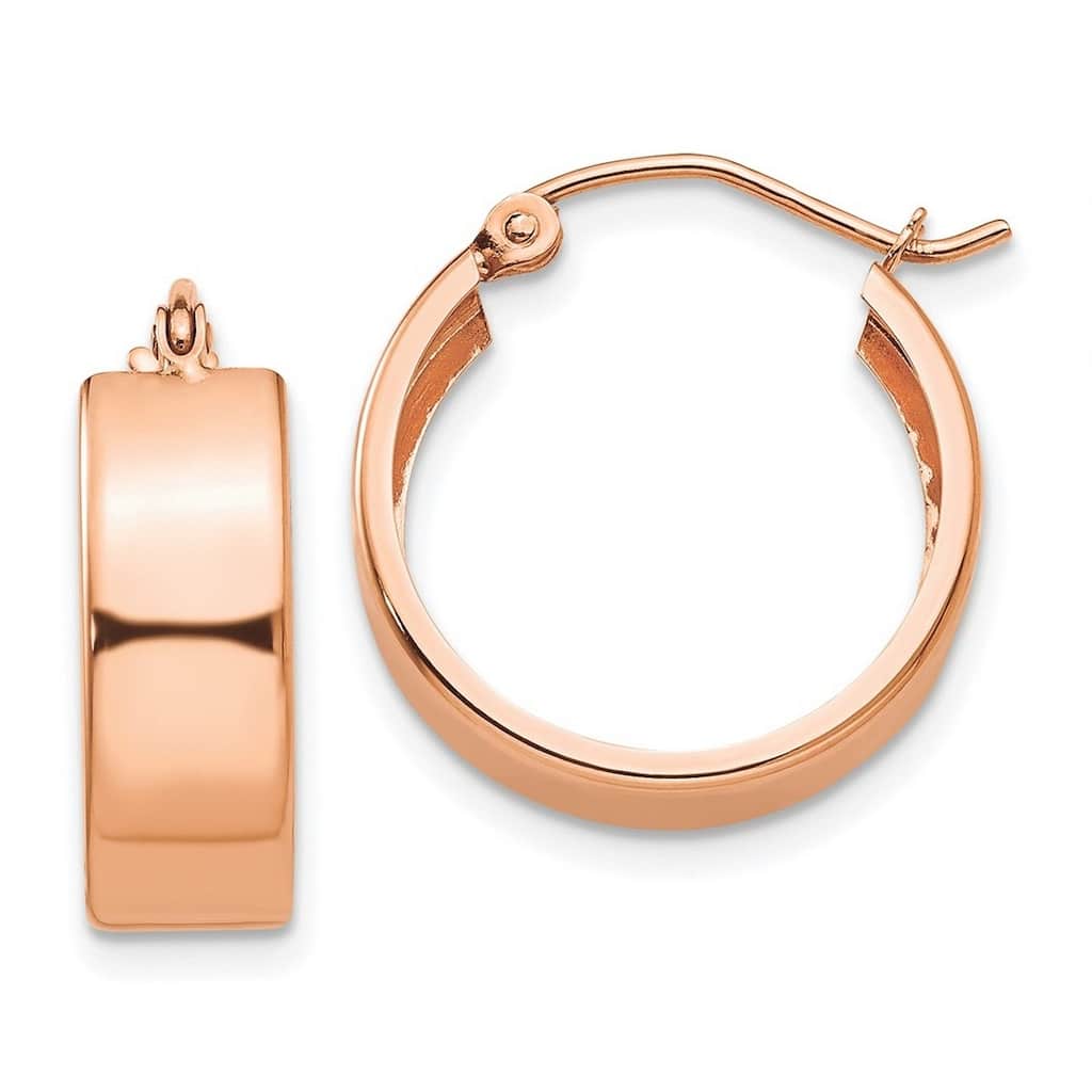 Curata 10k Rose Gold Polished 16x5.5mm Hoop Earrings