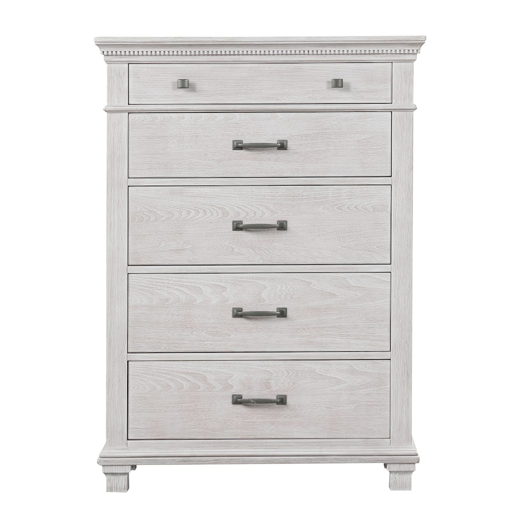 Furniture of America Eleanor Modern Rustic Weathered Grey Solid Wood 5-Drawer Chest