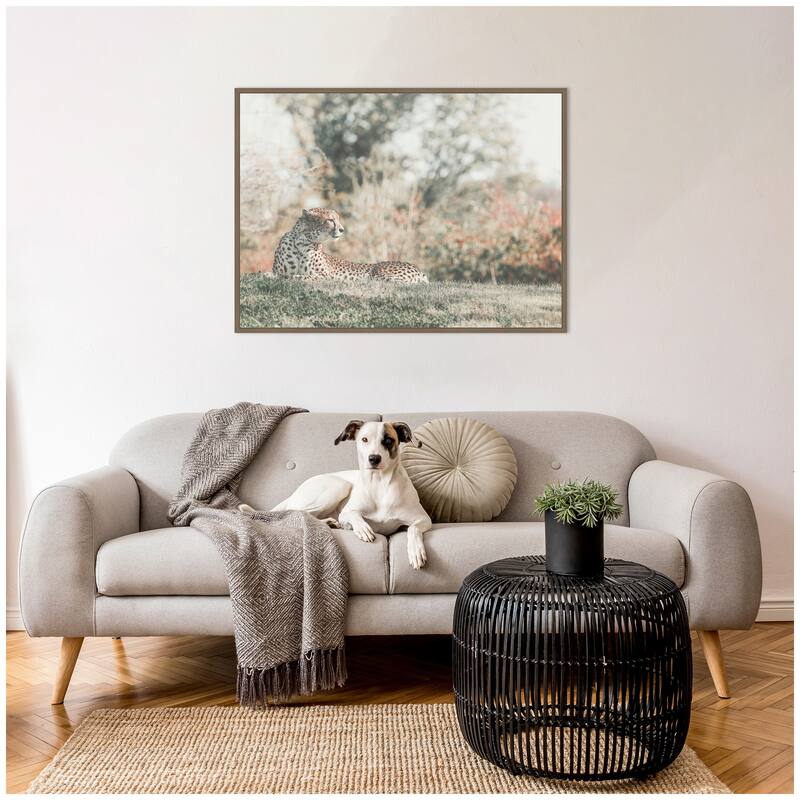 Kate and Laurel Sylvie Cheetah Glance Framed Canvas by Alicia Abla